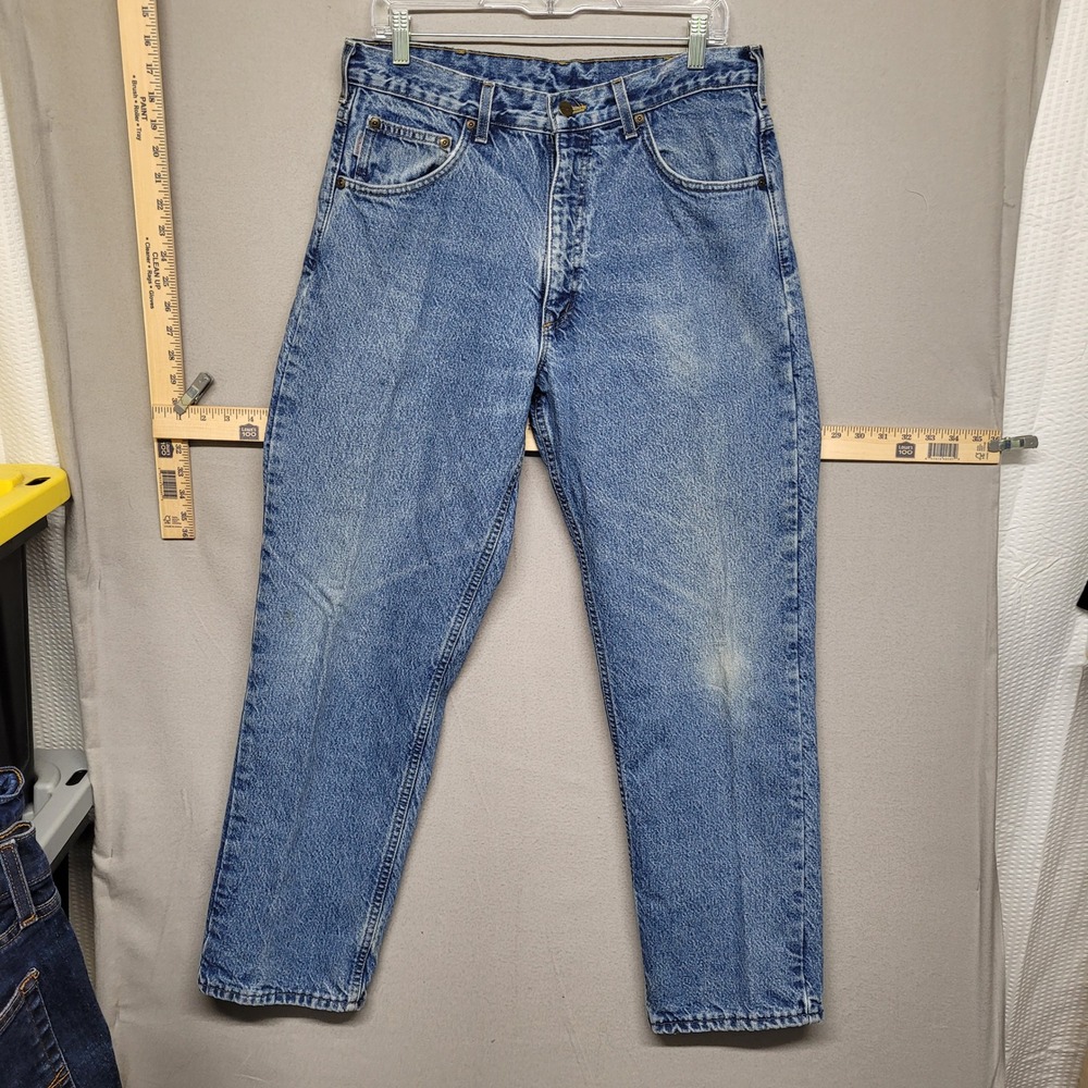 Carhartt B21DST Flannel Lined Relaxed Fit Denim Jeans Men 34x30 Blue Made in USA